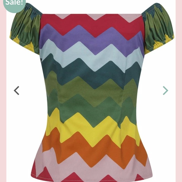 Excellent condition Collectif Mainline Dolores Rainbow Chevron Top - Picture 3 of 8